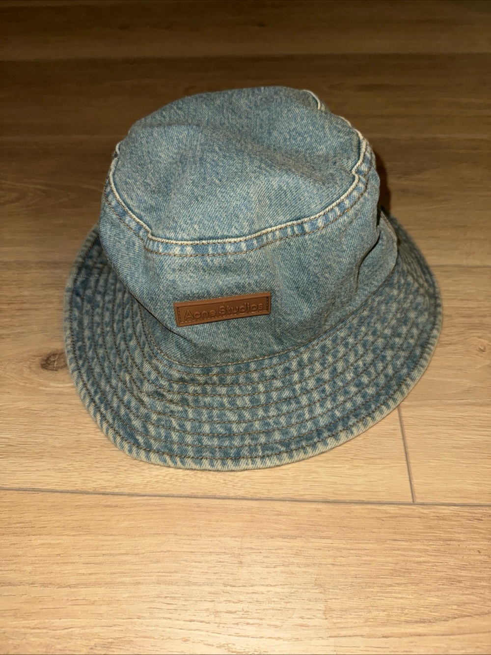 Acne Studios Two-Tone Denim Bucket Hat with Cream Interior
